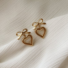 Load image into Gallery viewer, Bow Heart Earrings
